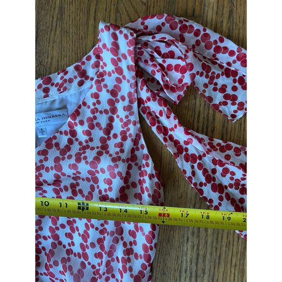 CAROLINA HERRERA New York Red Polka Dot 100% Silk Midi Dress Women's Size 6 - Picture 10 of 10